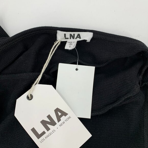 LNA keyhole back open tie ribbed black bodysuit knit long sleeve new Small - Picture 4 of 4